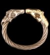 Photo1: Gold & Silver Stupid Horse Cable Wire Bangle (1)