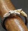 Photo5: Gold & Silver Horse With Teeth Cable Wire Bangle (5)