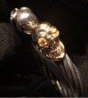 Photo9: 10k Gold & Silver Skull Cable Wire Bangle (9)