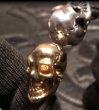 Photo5: 10k Gold & Silver Skull Cable Wire Bangle (5)