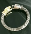 Photo12: 10k Gold & Silver Panther Cable Wire Bangle (12)