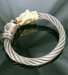 Photo11: 10k Gold & Silver Panther Cable Wire Bangle (11)