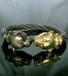 Photo7: 10k Gold & Silver Panther Cable Wire Bangle (7)