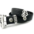 Photo2: Multi-Gothic Cross Heart Buckle With Heart Belt Loop & Tip (2)