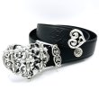 Photo1: Multi-Gothic Cross Heart Buckle With Heart Belt Loop & Tip (1)