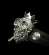 Photo1: Smorking Skull & Crown Belt Buckle (1)