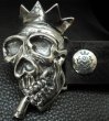 Photo5: Smorking Skull & Crown Belt Buckle (5)