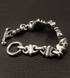 Photo6: 2Skull On 4 Heart Crown & Boat Chain Links Chain Bracelet (6)