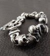 Photo15: 2Skull On 4 Heart Crown & Boat Chain Links Chain Bracelet (15)