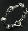 Photo3: 5Skulls with stud bolo neck cable wire bracelet (3)