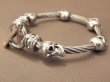 Photo4: Quarter 5Skulls with stud bolo neck cable wire bracelet (4)