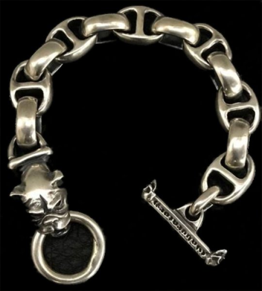 Photo1: Long neck bulldog with smooth anchor links bracelet (1)