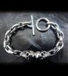 Photo3: W-face skull ID with small oval links bracelet (3)