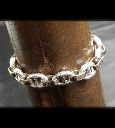 Photo3: Quarter Chiseled anchor chain with 10k gold maltese cross H.W.O links bracelet