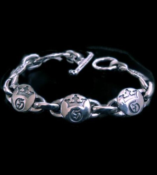 Photo1: Medium G&Crown links bracelet (1)