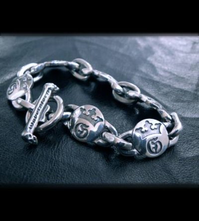 Photo1: Medium G&Crown links bracelet