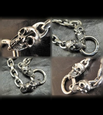 Photo2: 2Skulls With Small Oval Links Bracelet