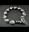 Photo3: Half size 10 skulls braid leather bracelet (3)