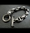 Photo3: Bulldog With Textured H.W.O & Smooth Anchor Links Bracelet (3)