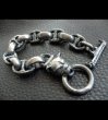 Photo3: Bulldog With Textured Anchor Links & Smooth H.W.O Bracelet (3)