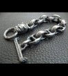 Photo2: Bulldog With Textured Anchor Links & Smooth H.W.O Bracelet (2)