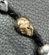 Photo8: 18k Gold Single Skull In All Skull Links Braid Leather Bracelet (8)