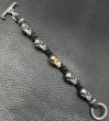 Photo4: 18k Gold Single Skull In All Skull Links Braid Leather Bracelet (4)