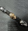 Photo13: 18k Gold Single Skull In All Skull Links Braid Leather Bracelet (13)