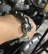 Photo15: Heavy Wide Small Bike Chain With 4Skulls D-Loop Bracelet (15)