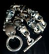 Photo12: Panther With 4Skulls & 3Boat Chain Links Bracelet (12)