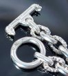 Photo4: Half Small Oval & Chiseled Small Oval Chain Links Bracelet (Platinum Finish) (4)