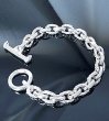 Photo3: Half Small Oval & Chiseled Small Oval Chain Links Bracelet (Platinum Finish) (3)