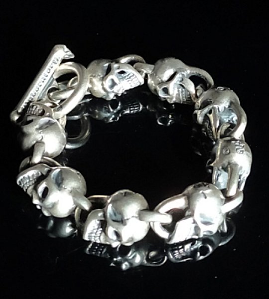 Photo1: All Skulls Link Bracelet (1)