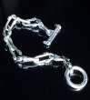 Photo8: Double Skull Long Small Oval Links Bracelet (8)