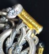 Photo3: Double Skull Long Small Oval Links Pure Gold Wrap T-bar Bracelet (3)