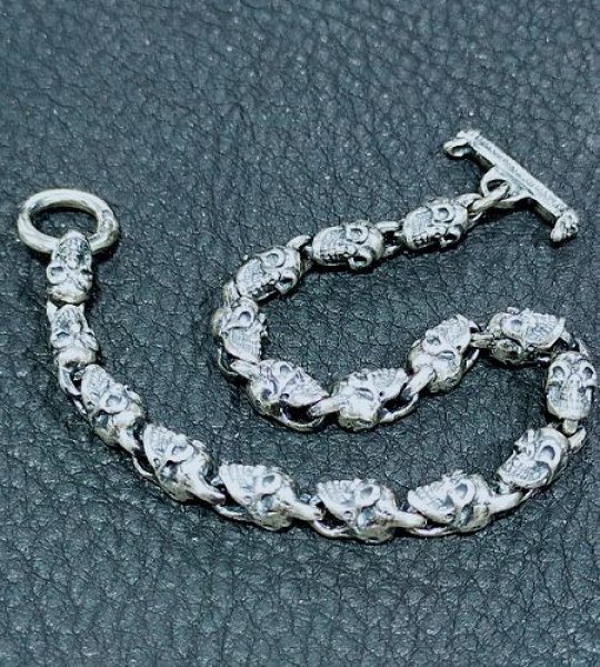 Photo1: 1/16 All Skull Links Bracelet (1)