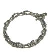 Photo1: 1/32 Double Skull Long Small Oval Links Bracelet (1)