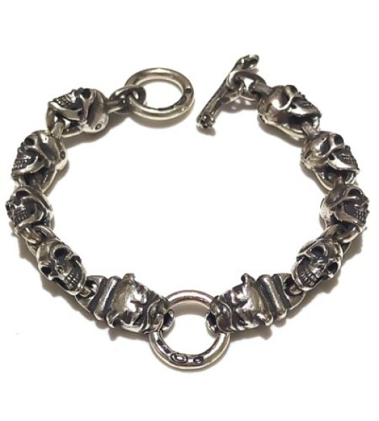 Photo1: Quarter 2Bulldog With Quarter Skull Links Bracelet (1)