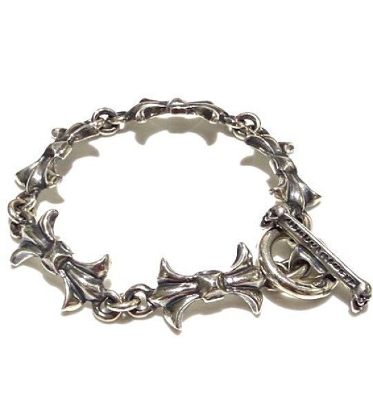 Photo1: Gothic Grooved Flare Links Bracelet (1)