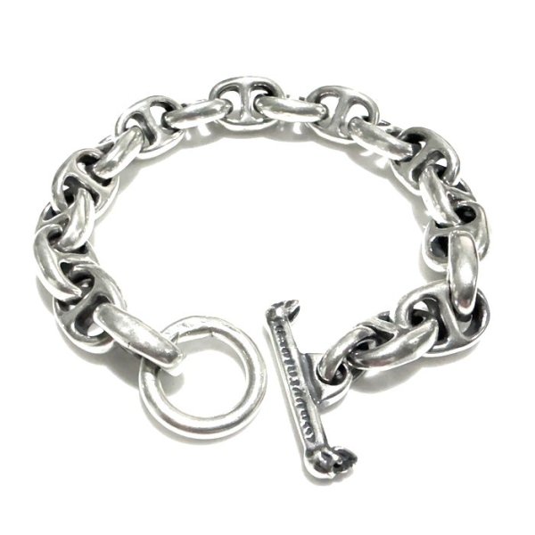 Photo1: Quarter All Smooth Anchor Chain Links Bracelet  (1)