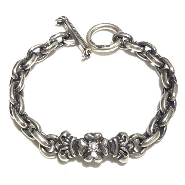 Photo1: One Eighth 4Heart Crown With Diamond & Half Small Oval Chain Bracelet (1)