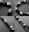 Photo2: Half Snake Head With Skulls braid leather bracelet (2)