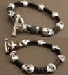 Photo4: Quarter 7Skulls braid leather bracelet (4)