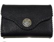 Photo1: Buffalo Leather Coin & Card Case With Zipper (Black) (1)