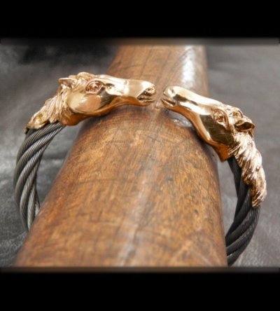 Photo3: 10k Horse Cable Wire Bangle