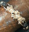 Photo4: 10k Pink Gold Half 4Heart Crown Braid Leather Bracelet (4)