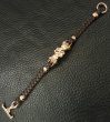 Photo3: 10k Pink Gold Half 4Heart Crown Braid Leather Bracelet (3)