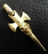 Photo11: 10k Gold Half Single Skull Dagger Round Bottom Pendant(Mud Finish) (11)