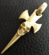 Photo19: 10k Gold Half Single Skull Dagger Round Bottom Pendant(Mud Finish) (19)