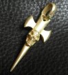 Photo20: 10k Gold Half Single Skull Dagger Round Bottom Pendant(Mud Finish) (20)